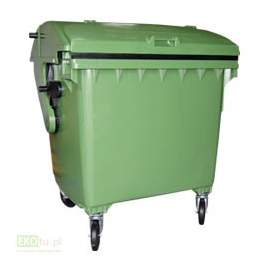 Pojemnik plastikowy 4-kołowy 1100L (półokrągła pokrywa + klapa w klapie)zielony,grafitowy( pozostałe kolory na specjalne zamówie